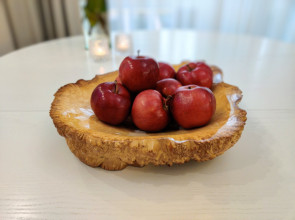 Wooden Fruit Bowl Hand Carved / Maple Burl Wood